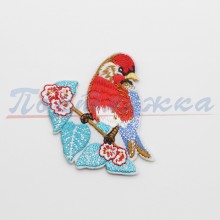 Термонаклейка TRK 821 "Птица голуб/красн" 6х6см, 1 шт. Китай
