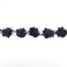Тесьма TRK-13-10703 "Цветы на ленте" цв.черный (1 метр) Турция