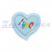Термонаклейка TRK 815 "Сердце LOVE голуб." 5х4см, в ассортим. 1 шт. Китай