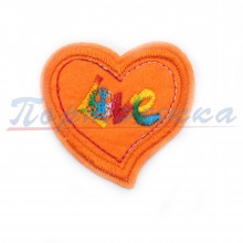 Термонаклейка TRK 815 "Сердце LOVE оранж." 5х4см, в ассортим. 1 шт. Китай