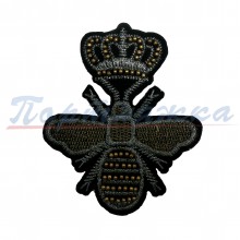Аппликация TRK 661 "Шмель с короной" бронзовый, мех, 1 шт. Китай
