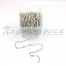 Стразы/тесьма TRK SS08 цв.серебро, в металл.оправе (1метр) Турция