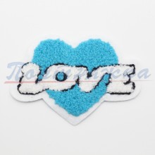 Аппликация KNR 788 "Сердце, голубой Love" 6х9см (Ворс) 1 шт. Китай